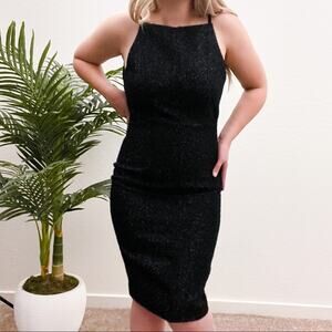 H&M Bodycon Dress Black Metallic Modern